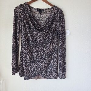 INC Holiday glitter top Animal Print Sz LARGE